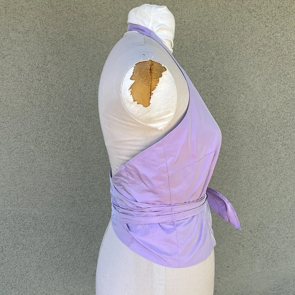 Ann Taylor Y2K 2000s iridescent halter wrap top - Picture 4 of 8